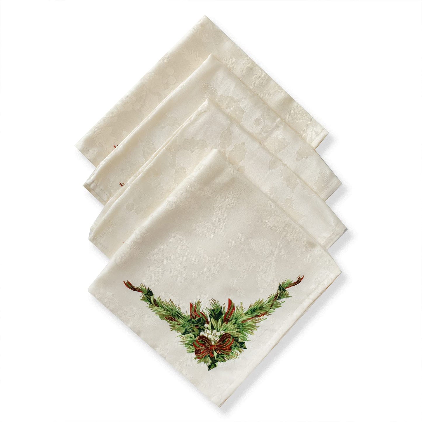 4er-Set Weihnachtsservietten, 19" x 19" (Square, Set of 4) Grün, Gold