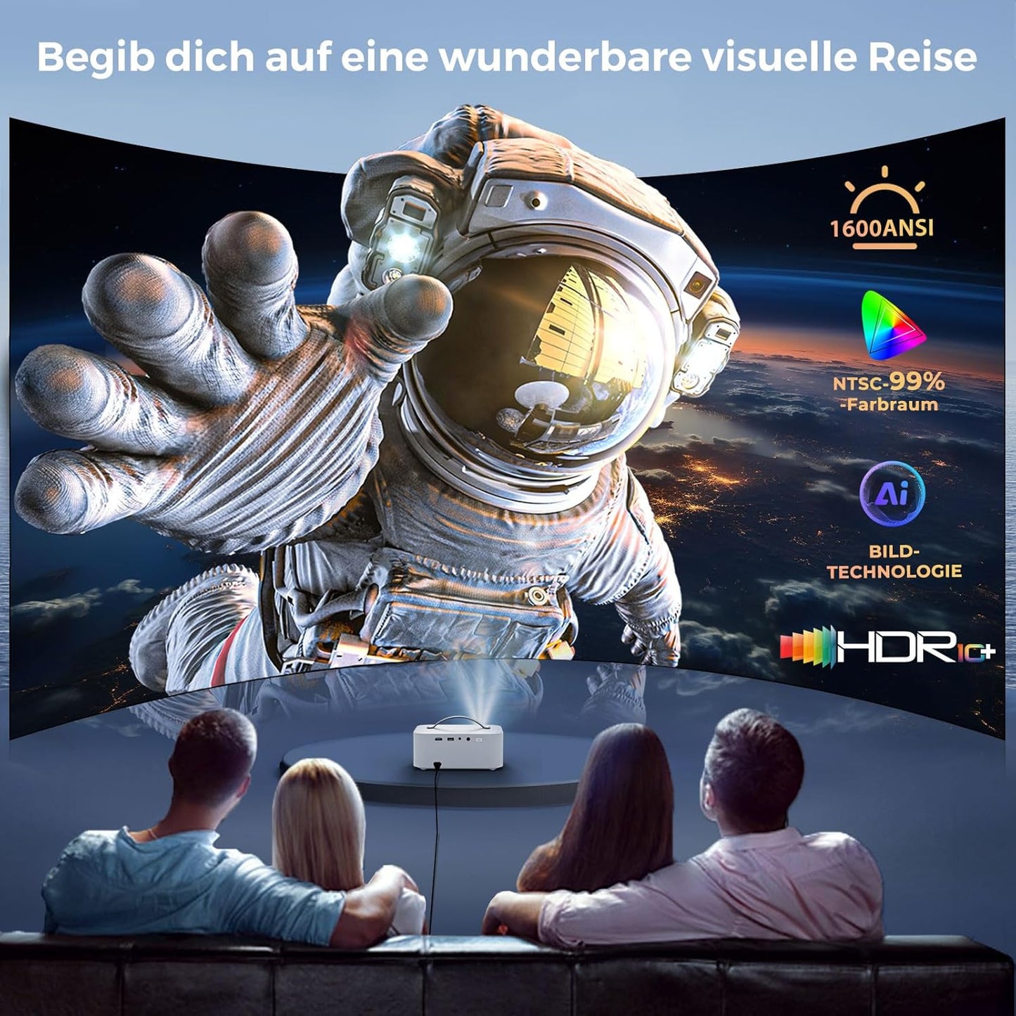 Mini Beamer mit Dolby Audio & HDR10, Weiß