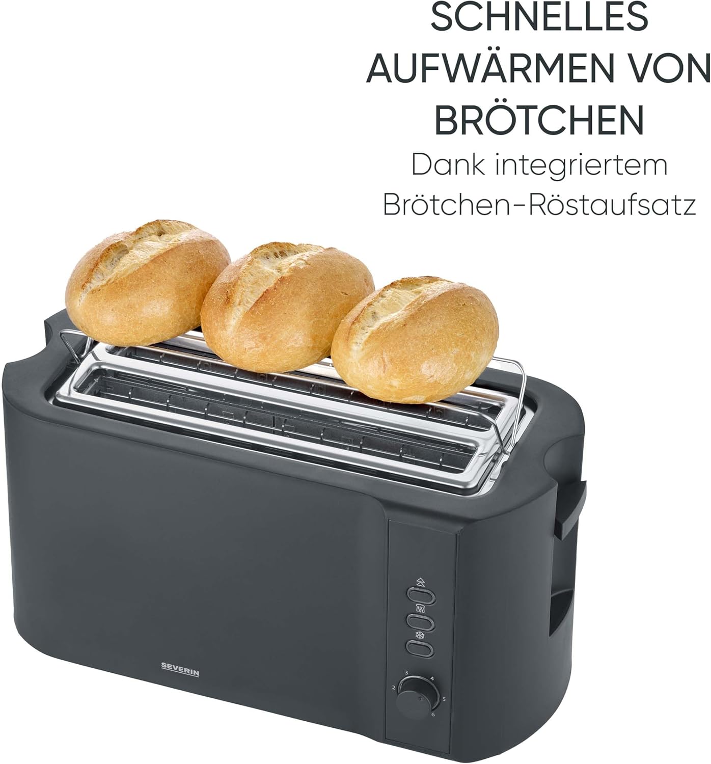Langschlitz-Toaster für 4 Scheiben, Mattschwarz