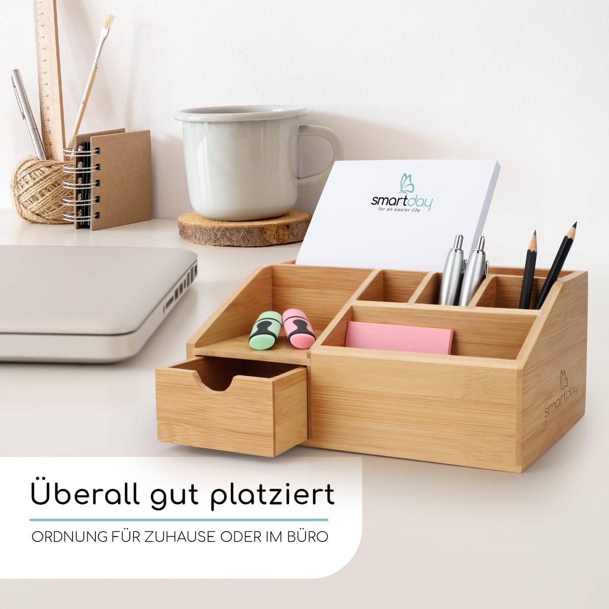 Schreibtisch-Organizer mit Schublade, Natur