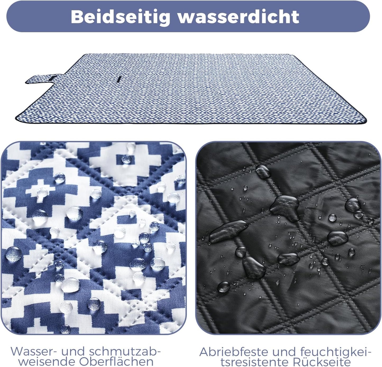 Picknickdecke, wasserdicht & isolierend, 200 x 200 cm (Rechteckig) Blau