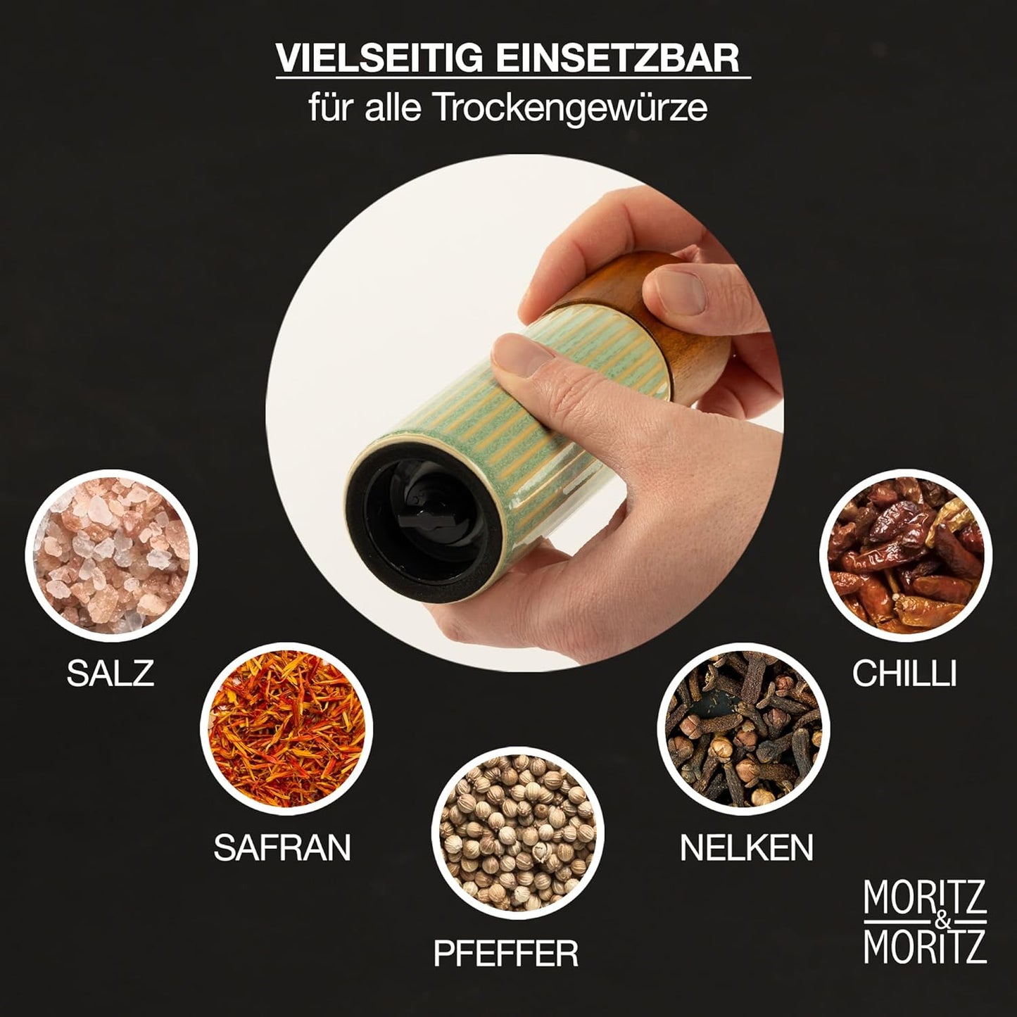 2er-Set Gewürzmühlen, Blau & Grün