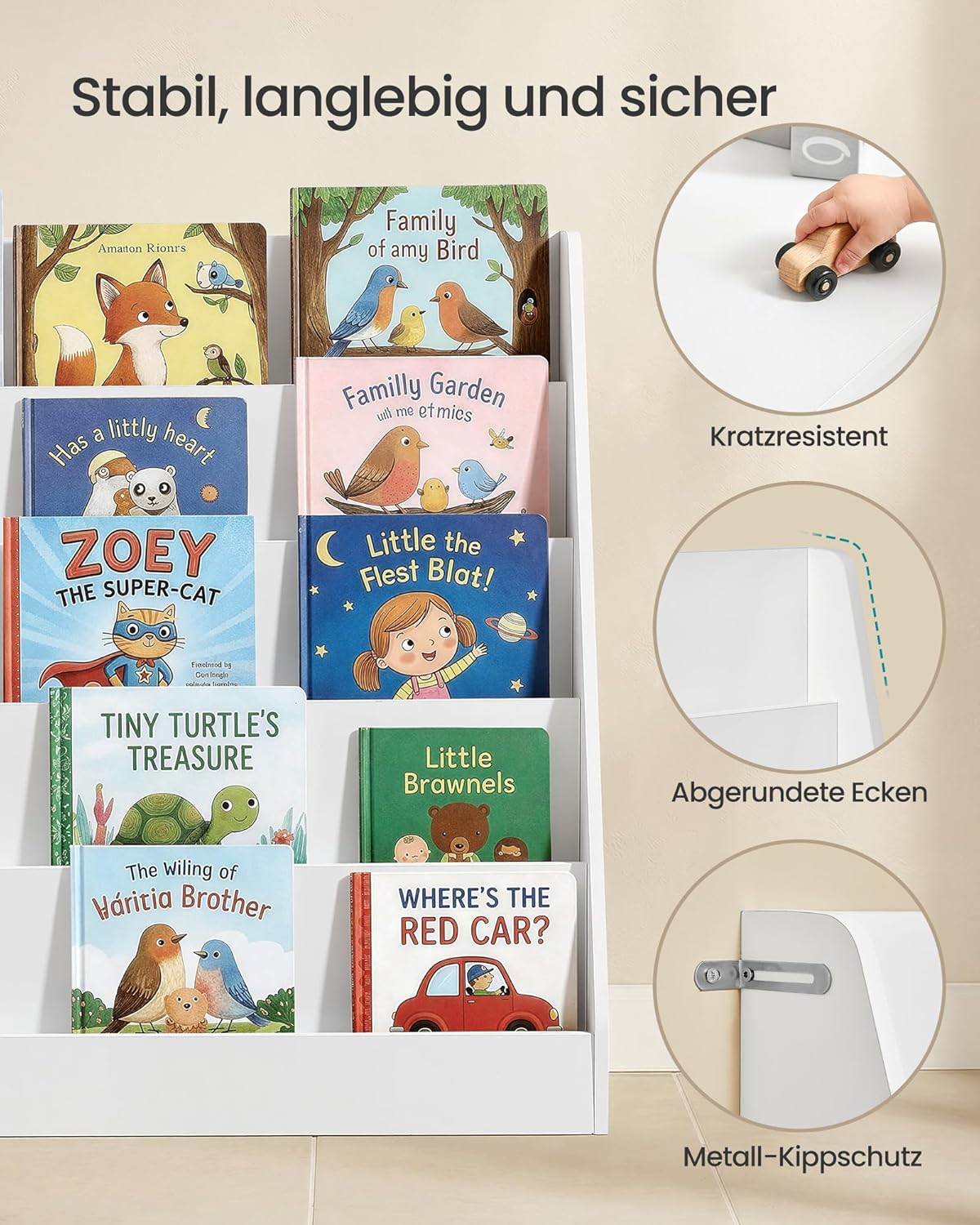 Kinderbücherregal mit 5 Ebenen, 80B x 80H cm