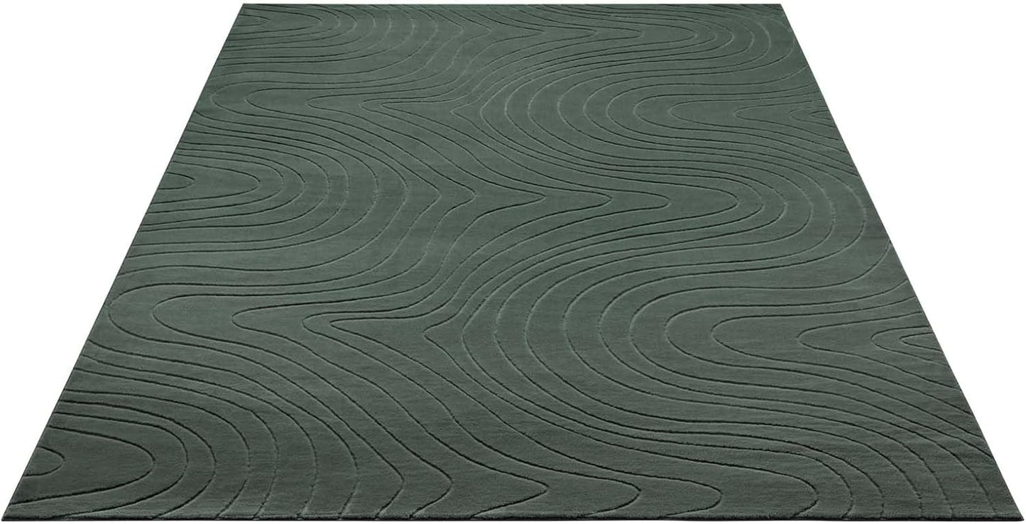 Rutschfeste Badematte, waschbar, Grün Abstrakte Wellen 120 x 170 cm (Rechteckig)