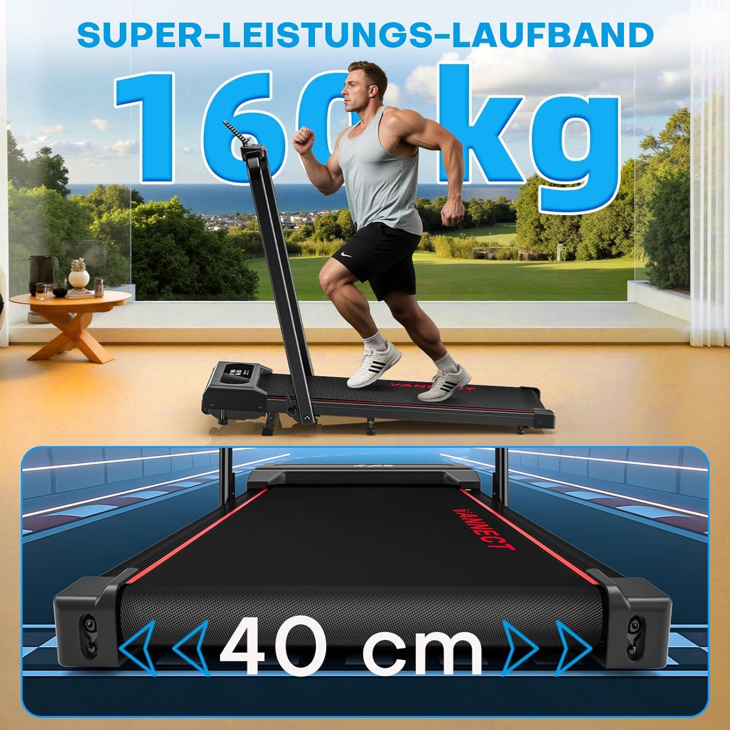 Klappbares Walking Pad mit Steigung und App-Steuerung, Rot
