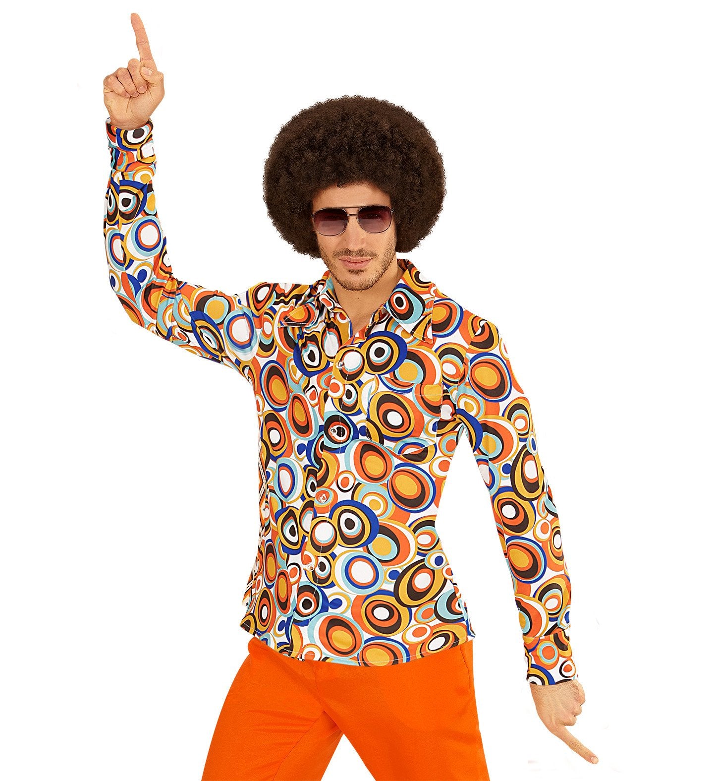 70er Retro Disco Herrenhemd, S-M Bubbles