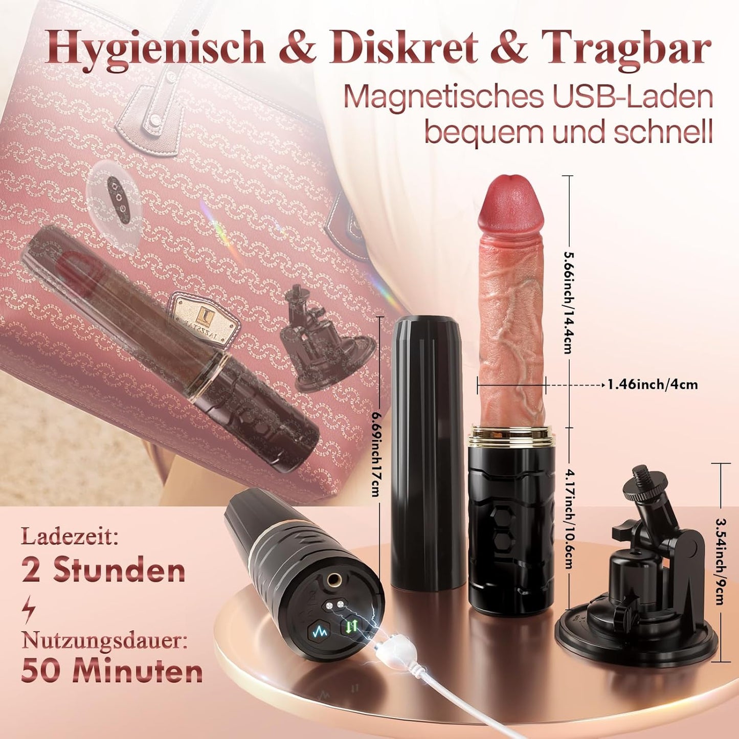 Vibrator Dildo mit KI-Sync App, 7x7 Stossfunktion