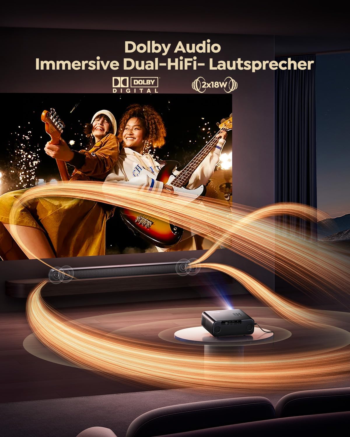 P62 Pro Smart Beamer mit Netflix & Dolby Audio, 4K Unterstützung, M dunkelschwarz