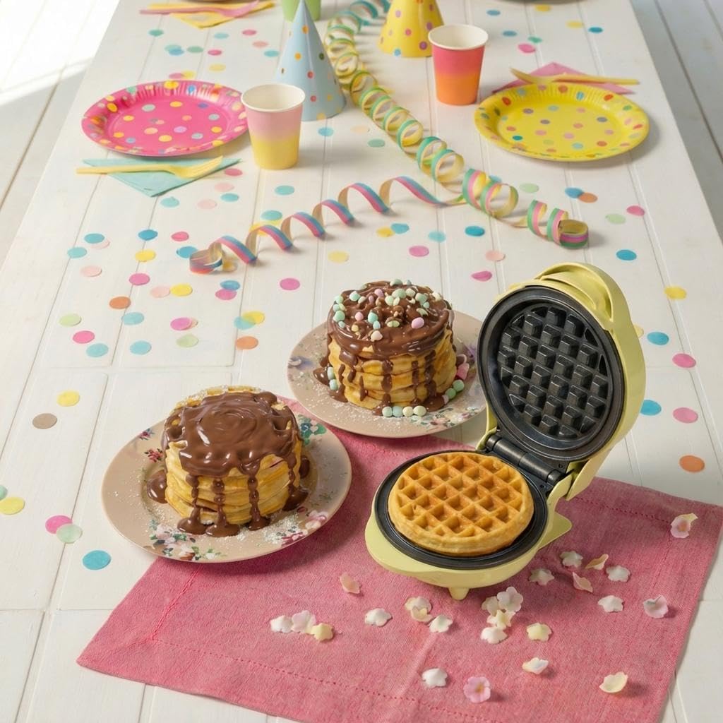 Mini-Waffeleisen im Retro-Design, Gelb