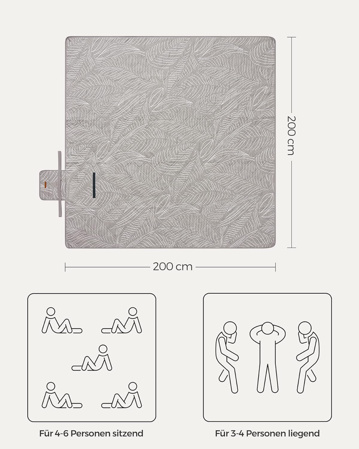 Picknickdecke mit Erdankern, 200 x 200 cm (Rechteckig) Erdfarben