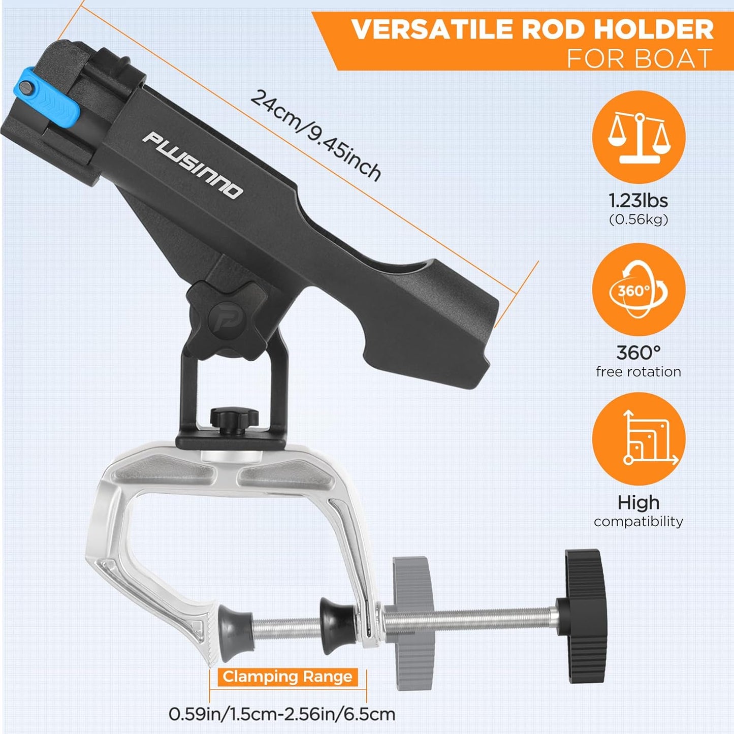 Angelrutenhalter für Boote, RH20 MAX ÖFFNUNG 5 CM 2ER-PACK