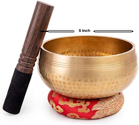 Tibetische Klangschalen Set für Meditation und Yoga, Gold – 6 Zoll