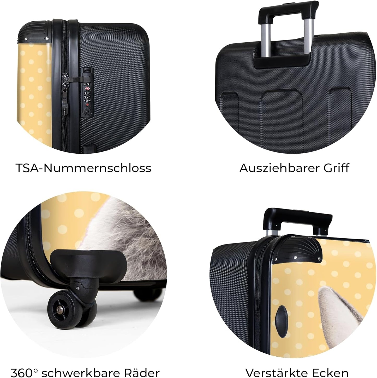 Hartschalen-Reisekoffer XL mit Rollen (Muster: Hasenporträt), Hasenporträt XL
