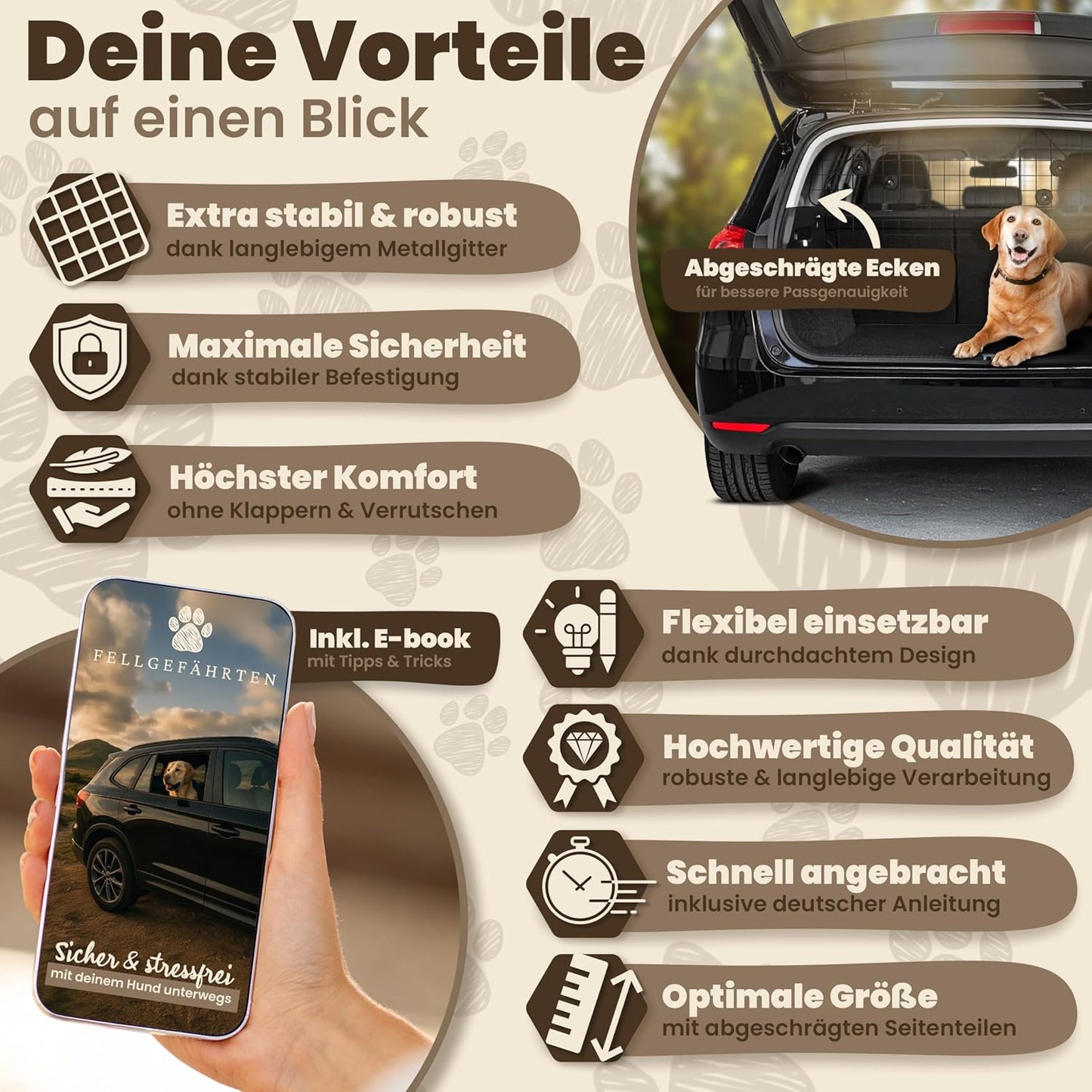 Kofferraum-Hundegitter für Autos