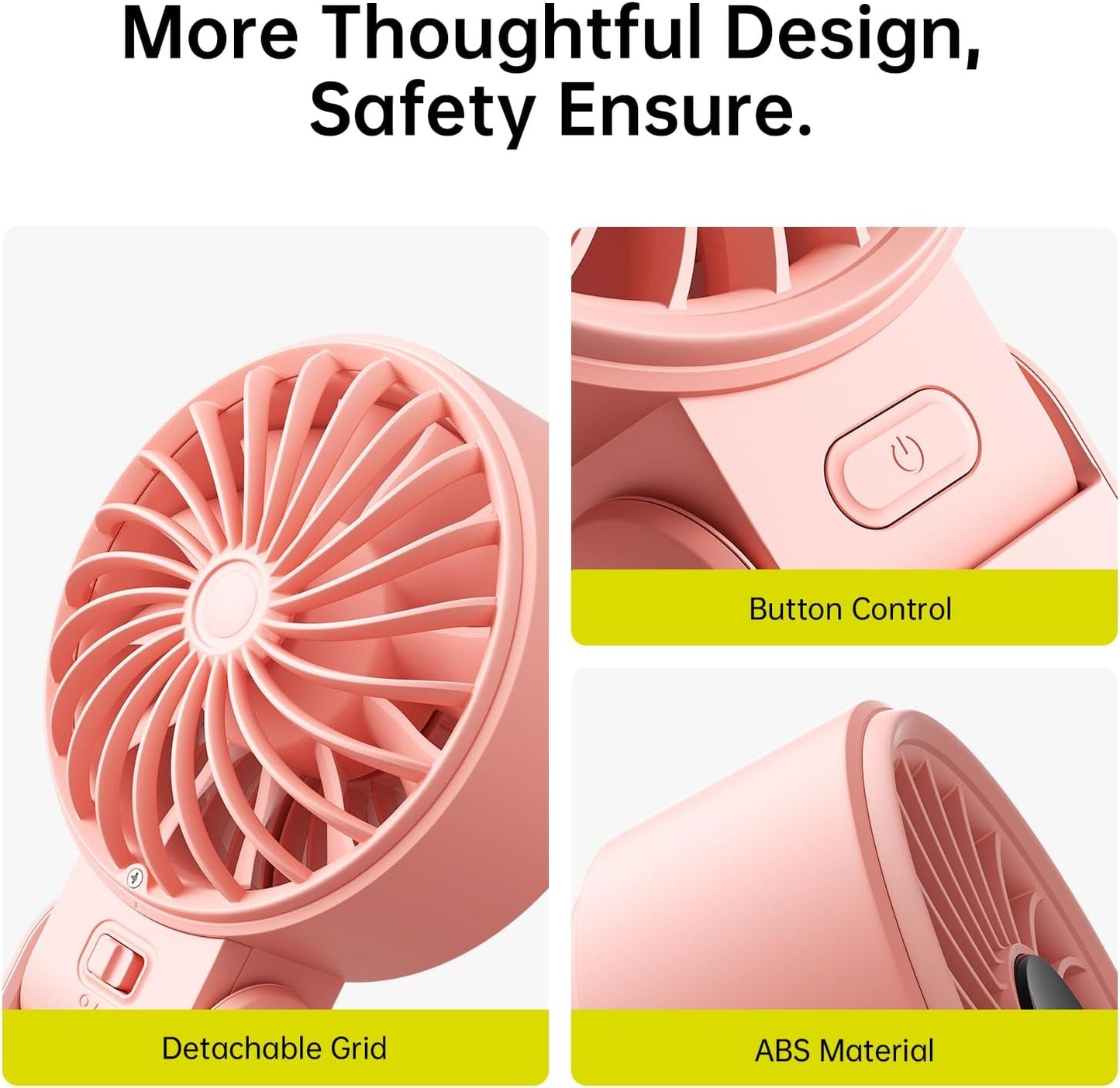 Tragbarer Mini-Ventilator, 5000mAh Rosa