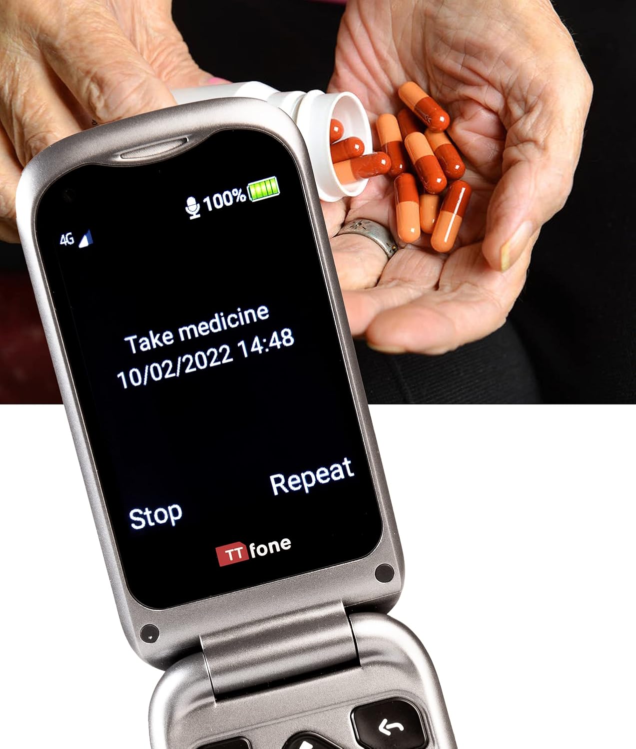 4G Senior Flip Handy mit Notfallhilfe-Taste, solo