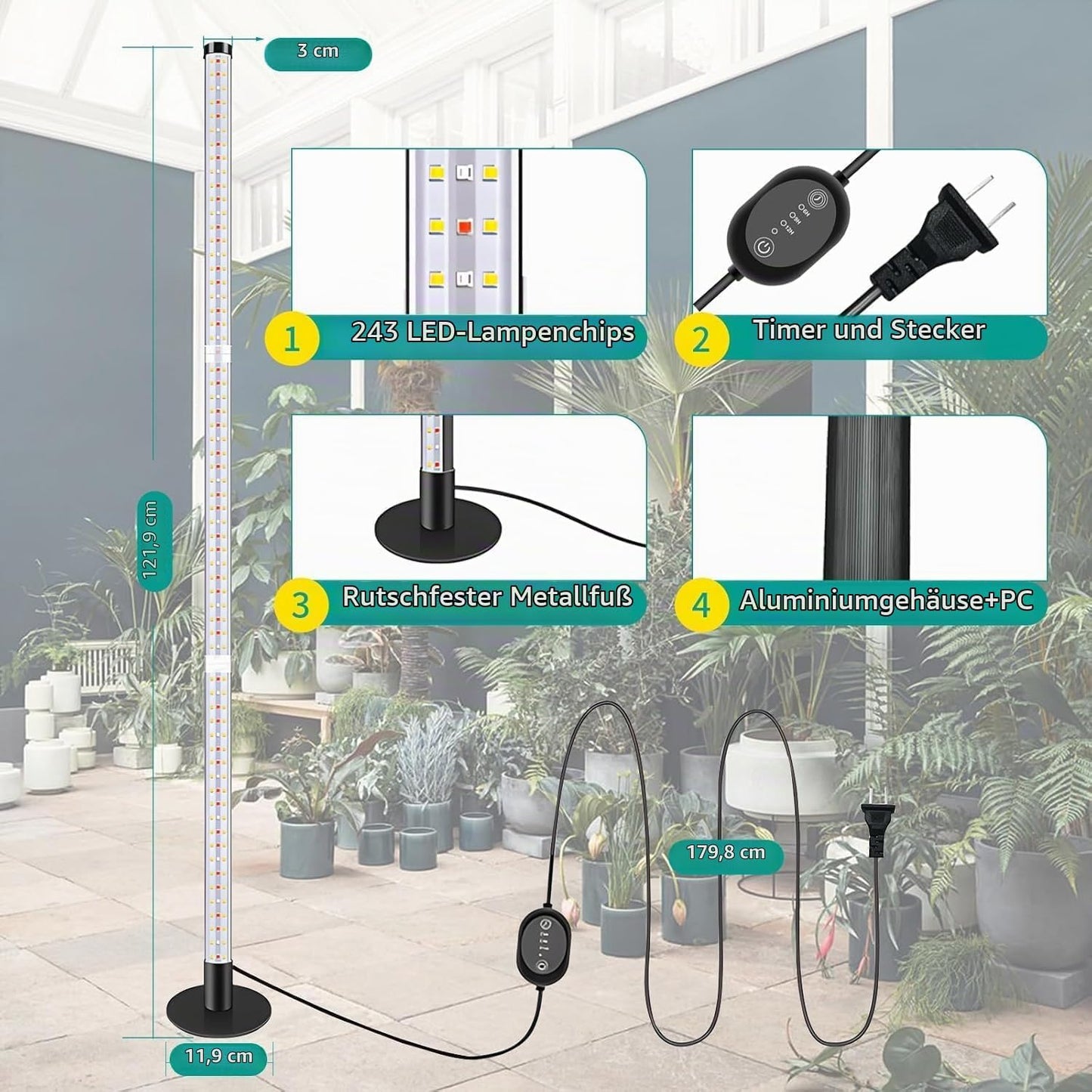 LED-Pflanzenlampe, Schwarz