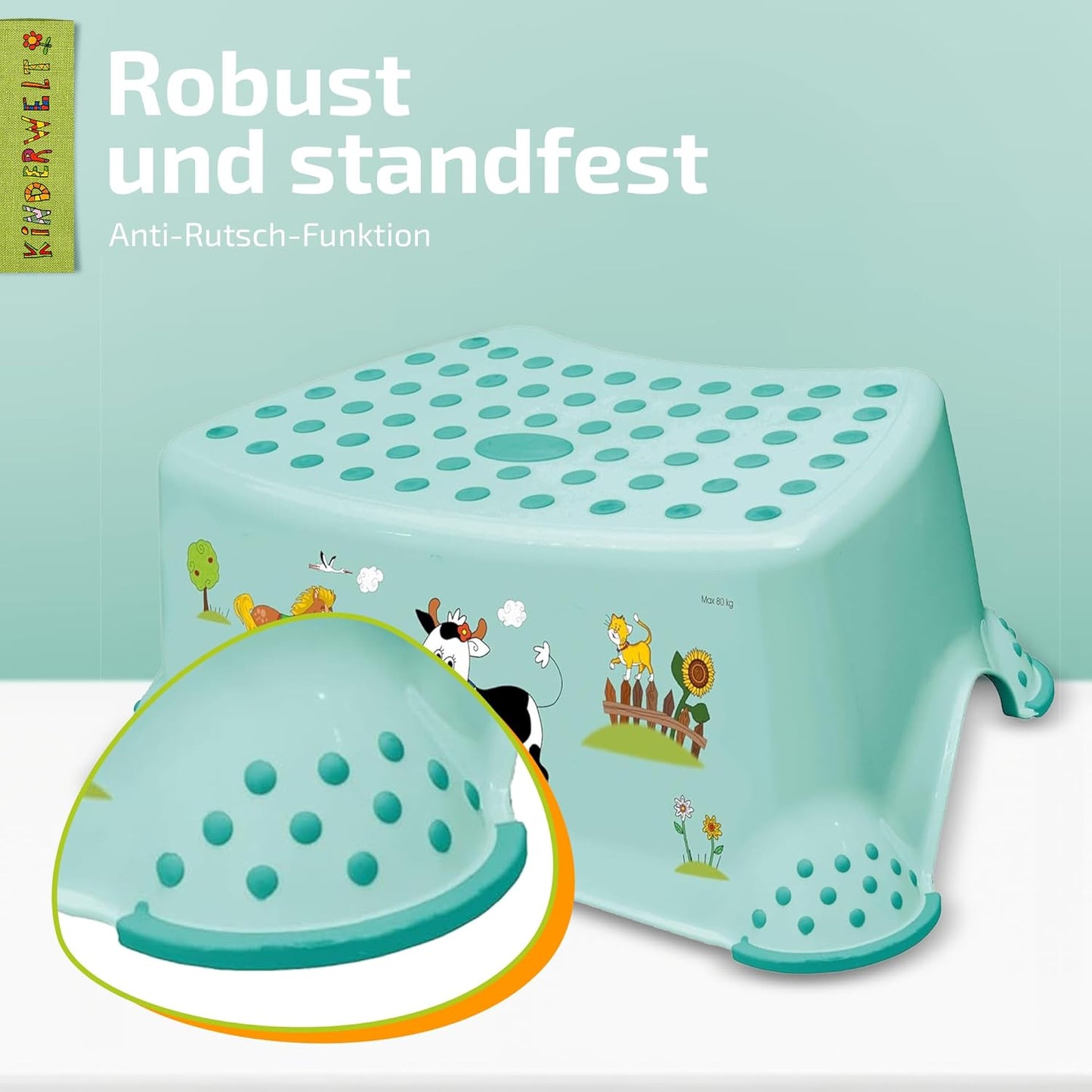 Premium Tritthocker für Kinder ab 18 Monaten, Aquamarin