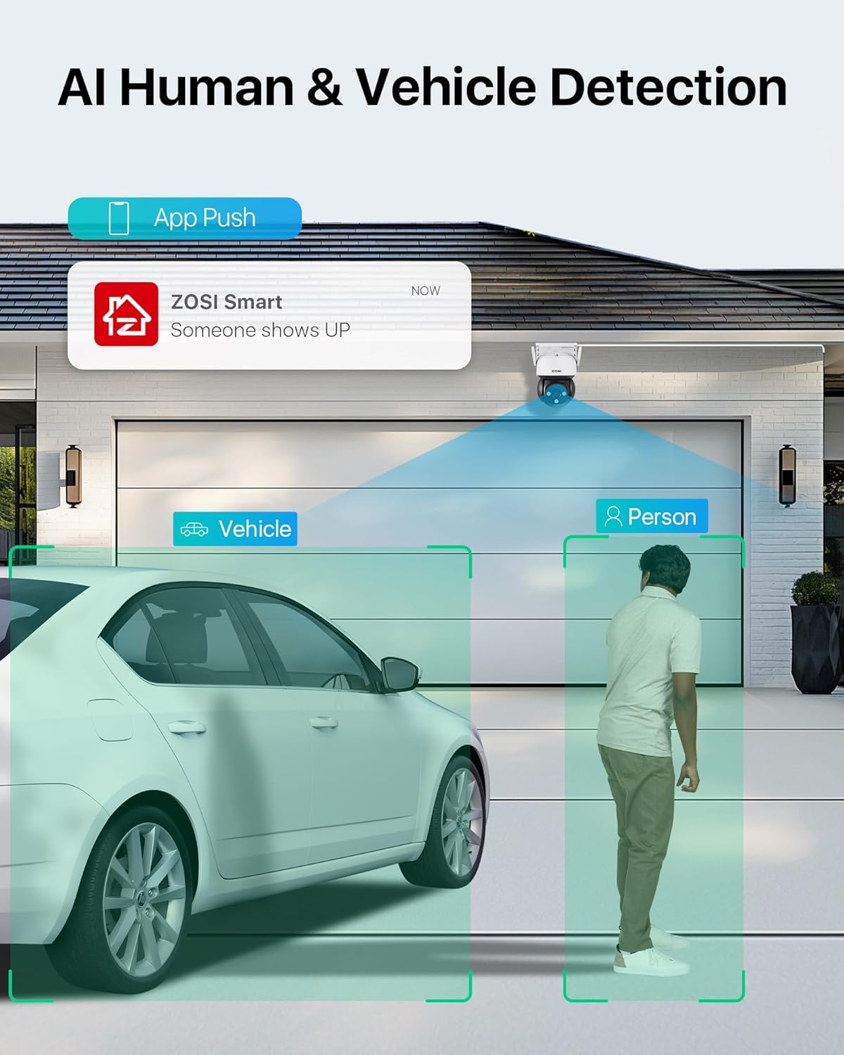 WLAN-Überwachungskamera C290 mit AI-Erkennung, 1080P | Schwarz