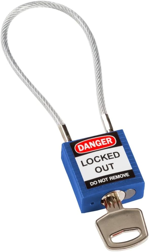 Kabel-Vorhängeschloss, 32mm x 116mm Blau