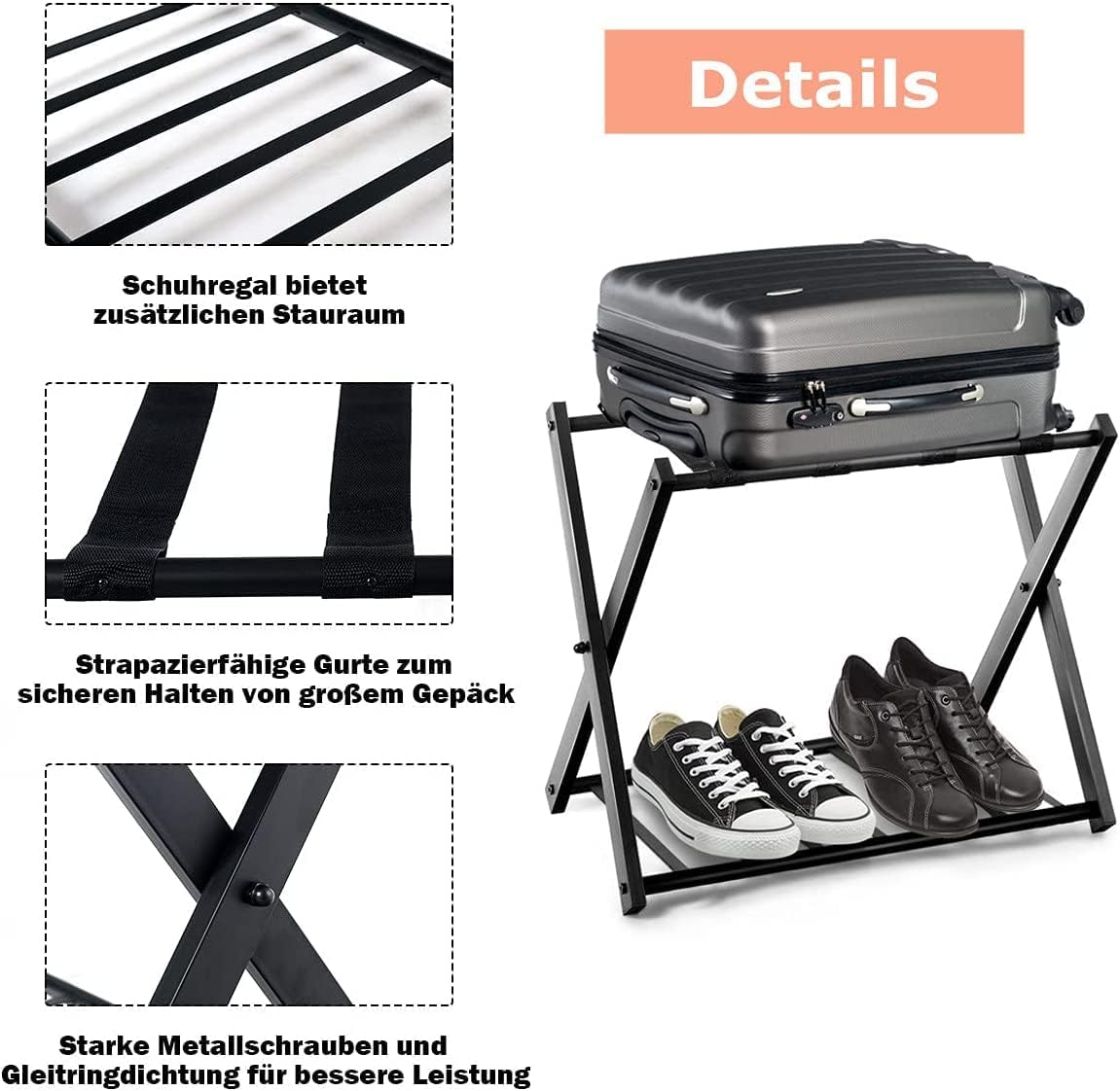 Klappbarer Kofferständer, 1 Pack