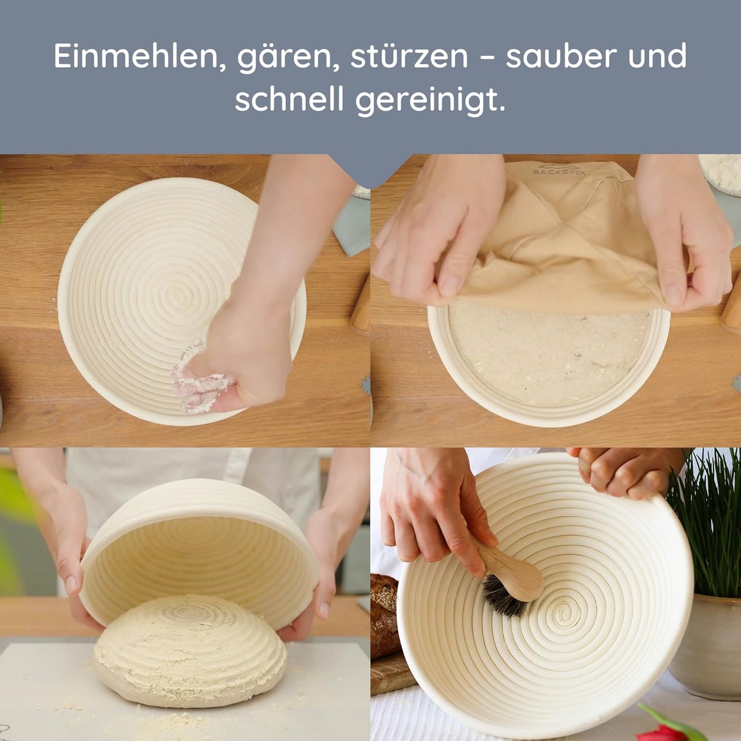 Gärkörbchen mit Bezug, rund Ø 25cm