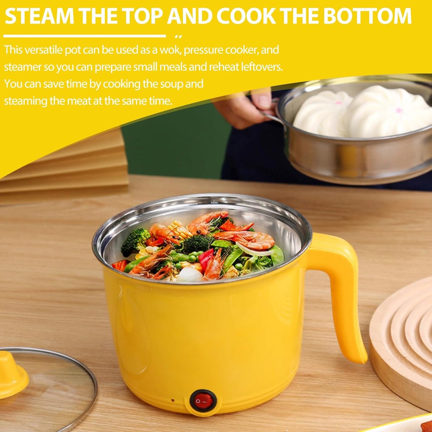 Hot Pot mit Dampfgarer Mini-Multikocher