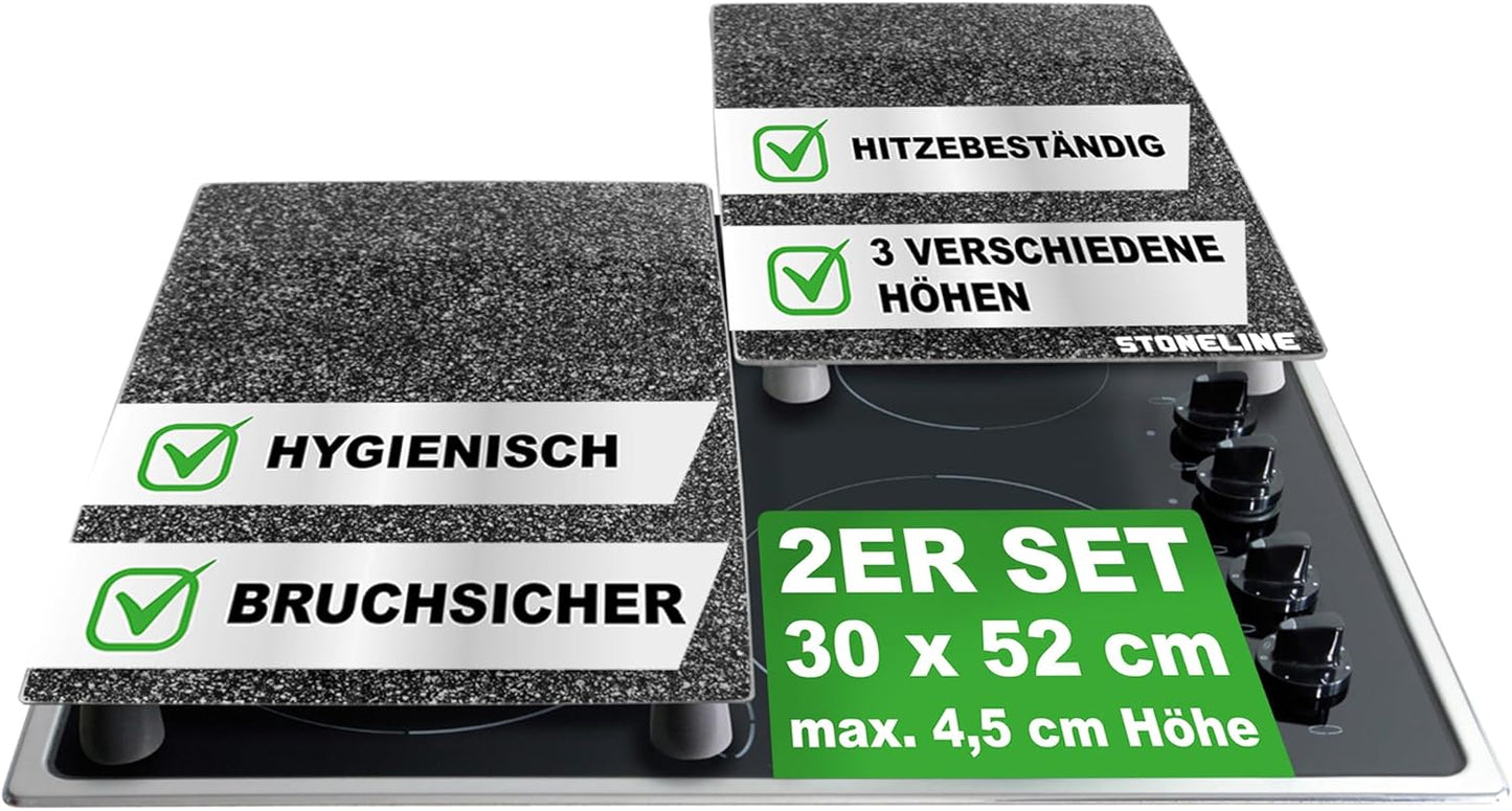 Herdabdeck- und Schneideplatten-Set aus Glas (2-teilig), 2tlg (52 x 30 x 0,5 cm)