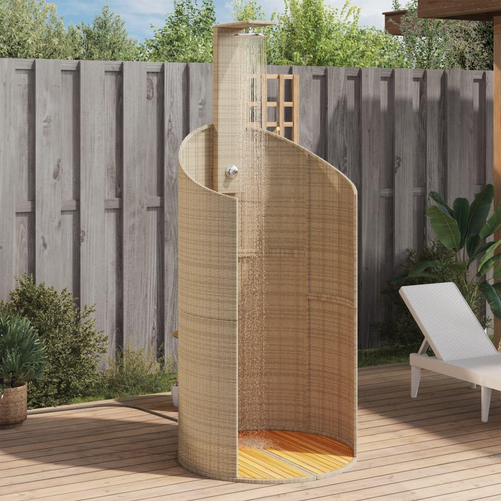 Outdoor Gartendusche mit Lattenboden, Beige