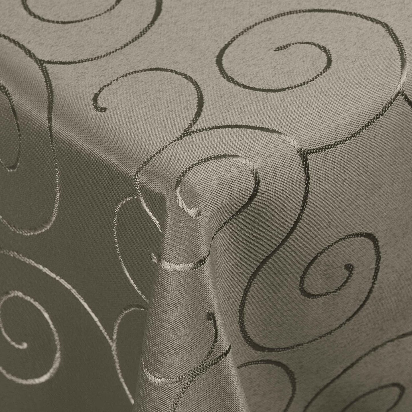 Tafeldecke mit Ornament-Stickerei, 130 x 340 cm (Eckig) Grau