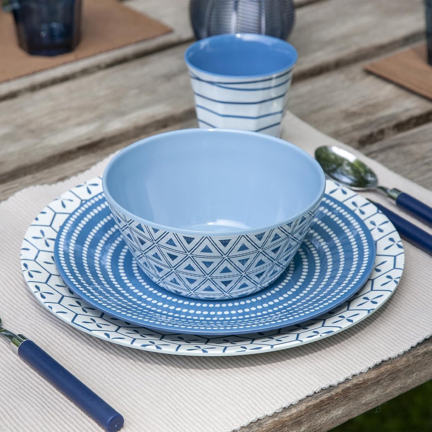 Mix&Match Campinggeschirr-Set für 4 Personen, Blau