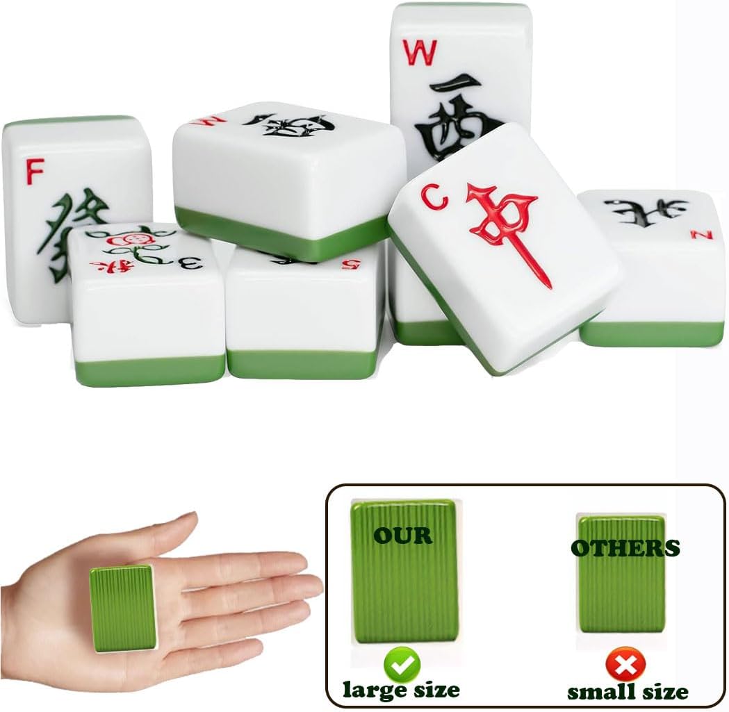 Mahjong-Spielset mit arabischen Ziffern, grün