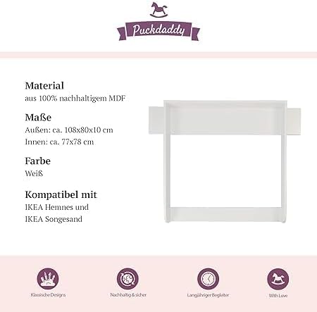 Wickelaufsatz für IKEA Hemnes Kommode, Blende 108 cm