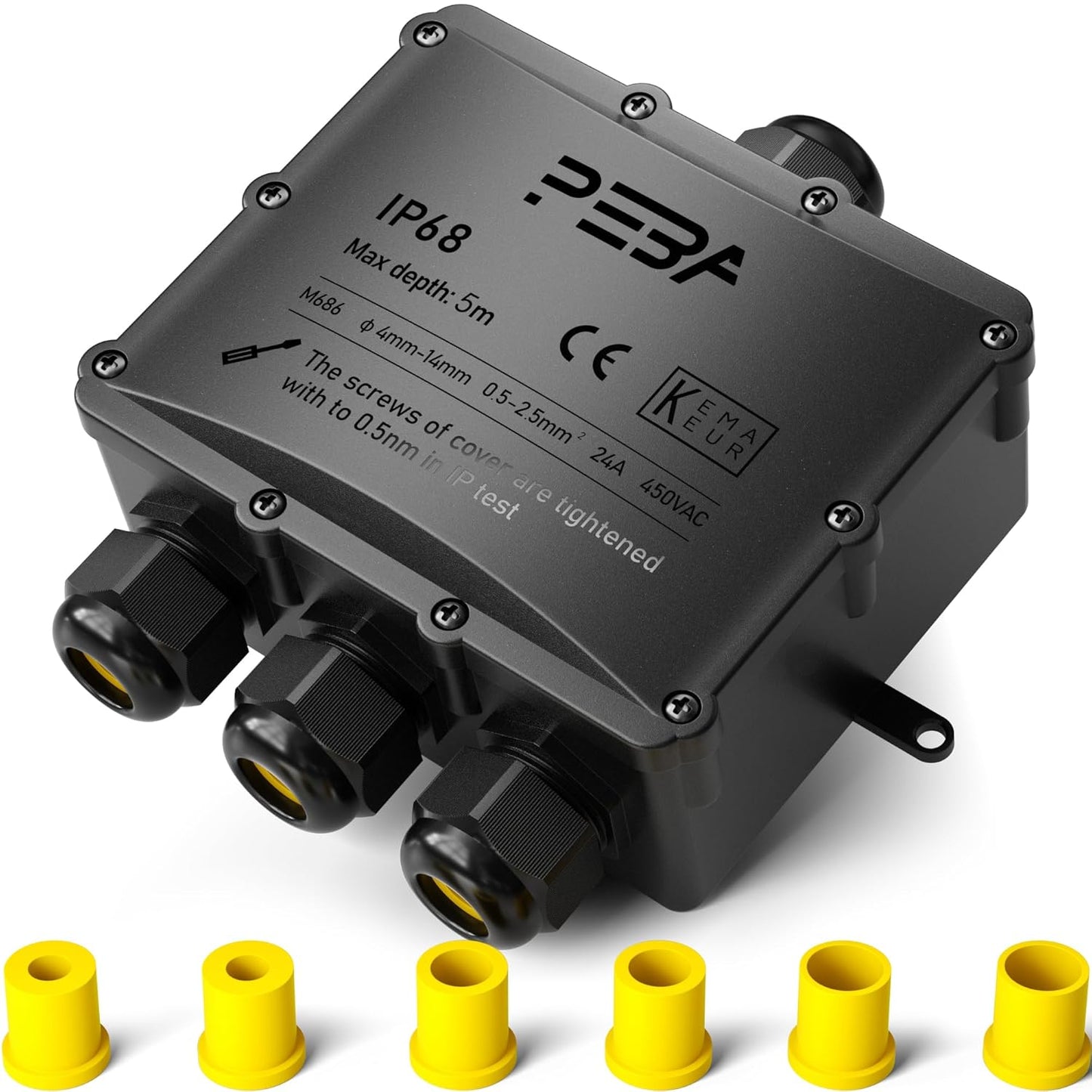 Wasserdichte 4-Wege-Verteilerdose IP68 für Aussenbereich, 4-Eingänge