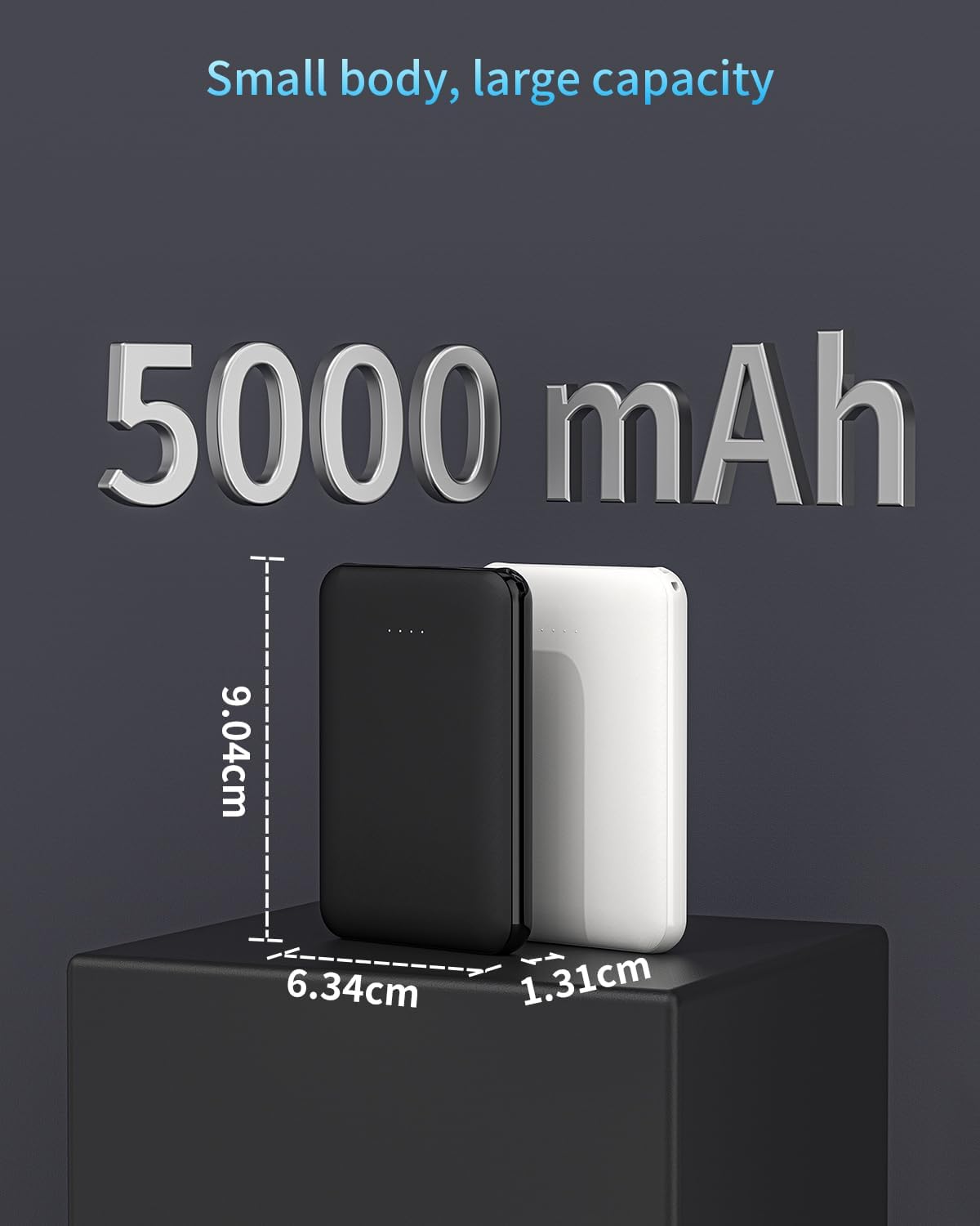 2er Set Mini Power Bank, Schwarz und Weiss