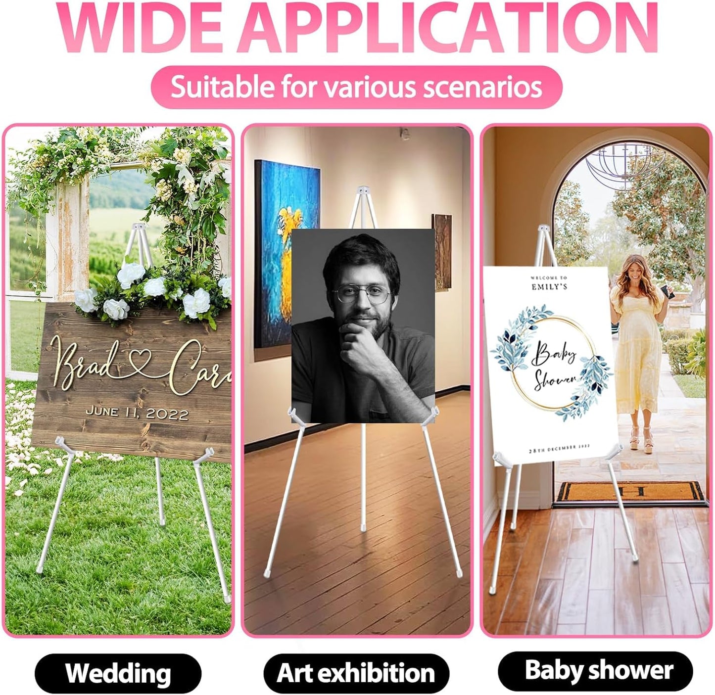 Verstellbare Staffelei 168 cm, klappbar, Weiss 1Stück