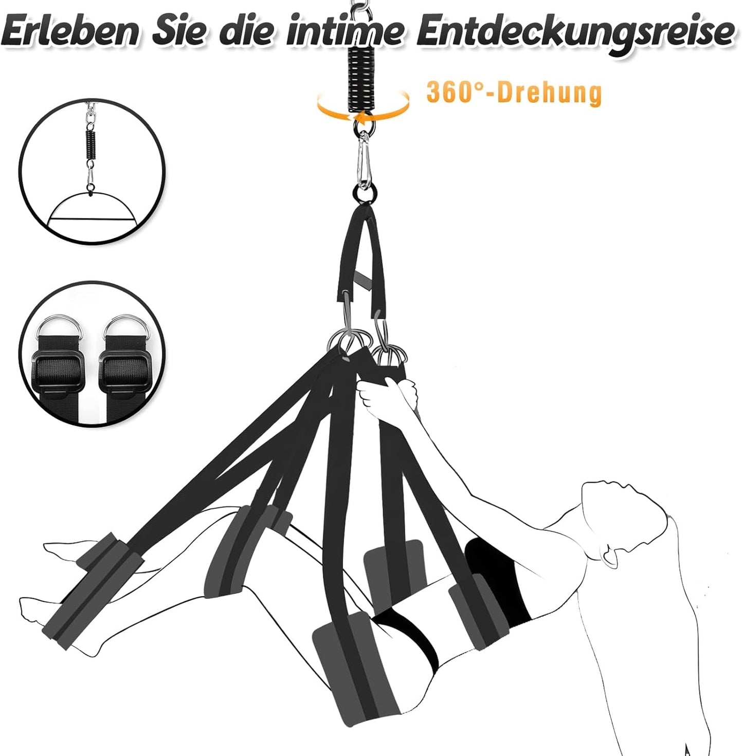 360° drehbare Liebesschaukel für Paare, Black