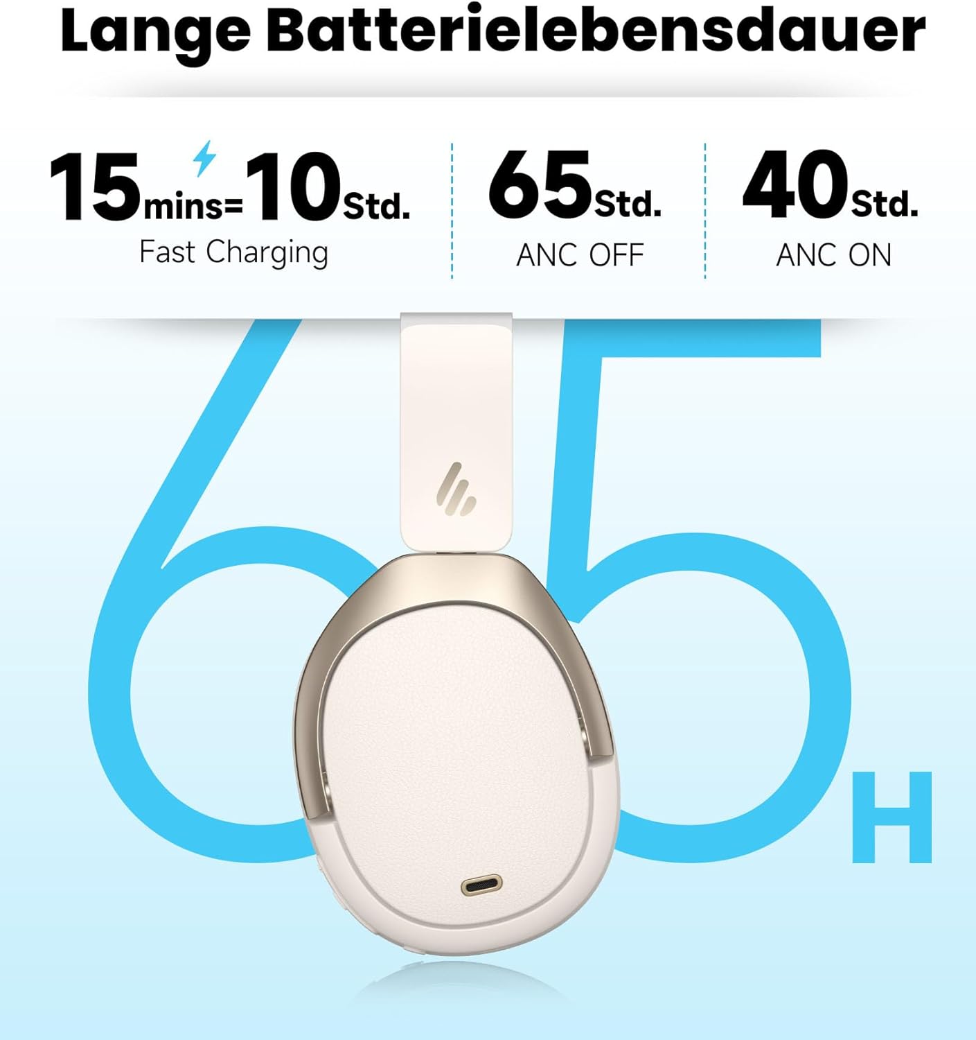 Faltbare Over-Ear-Kopfhörer W80 mit ANC und LDAC, W80 Elfenbein