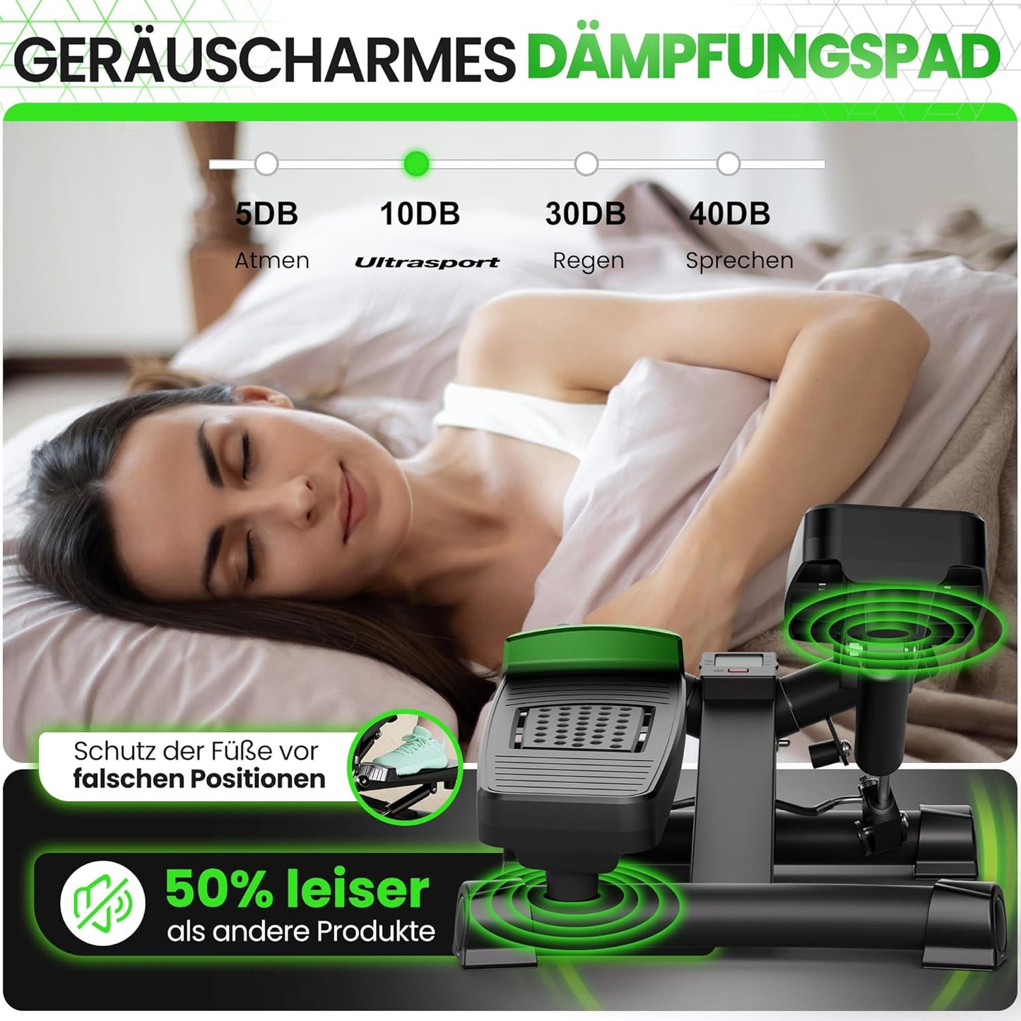 Mini-Stepper mit Power Ropes und LCD Display