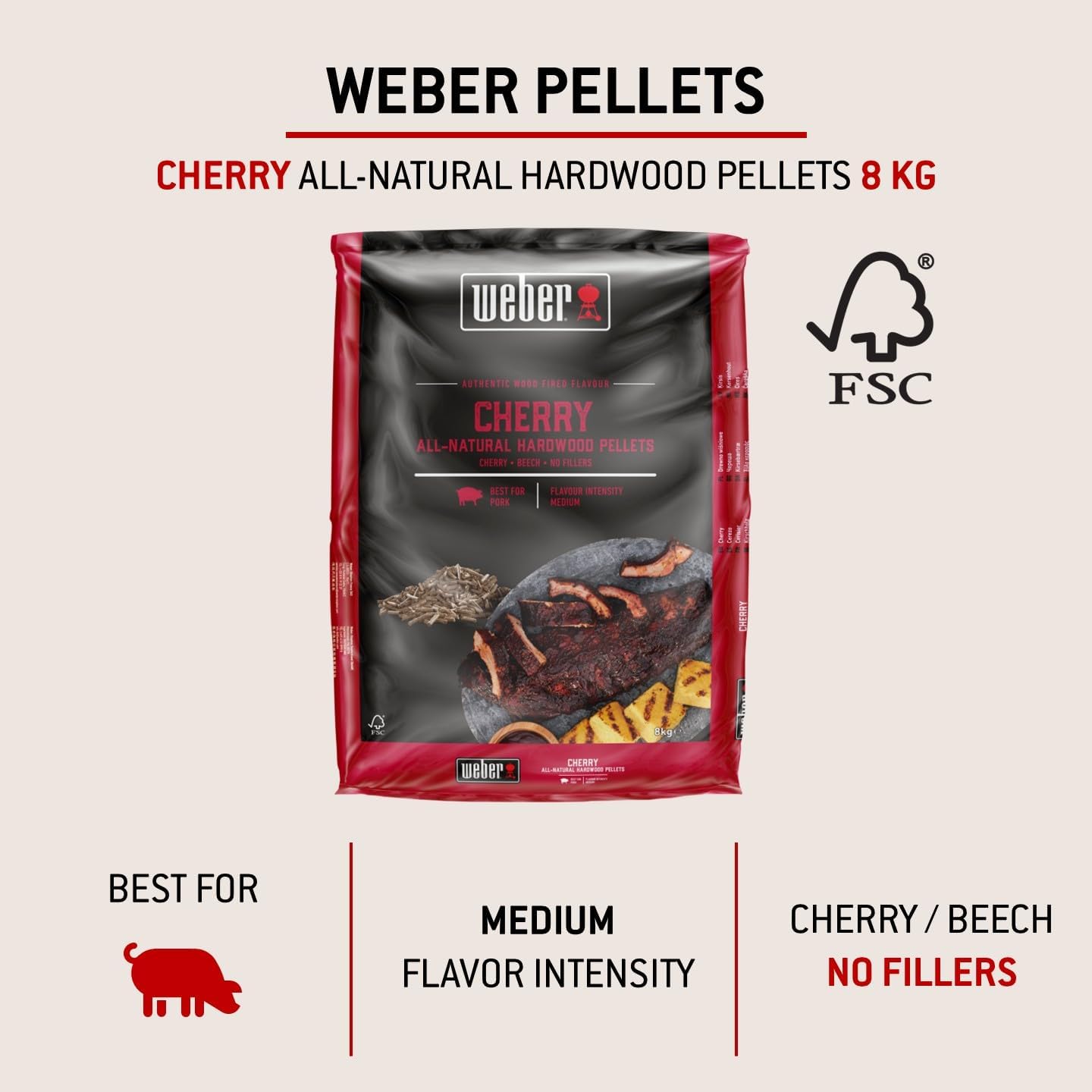 Kirschholz Pellets, 8 kg, Kirsche