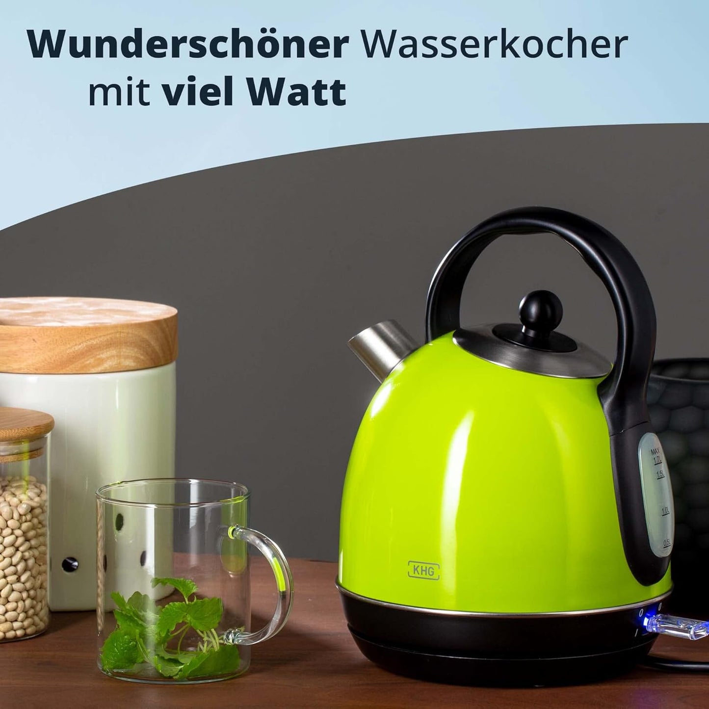 WK-1711 Kessel-Wasserkocher Retro, Lime (Grün)