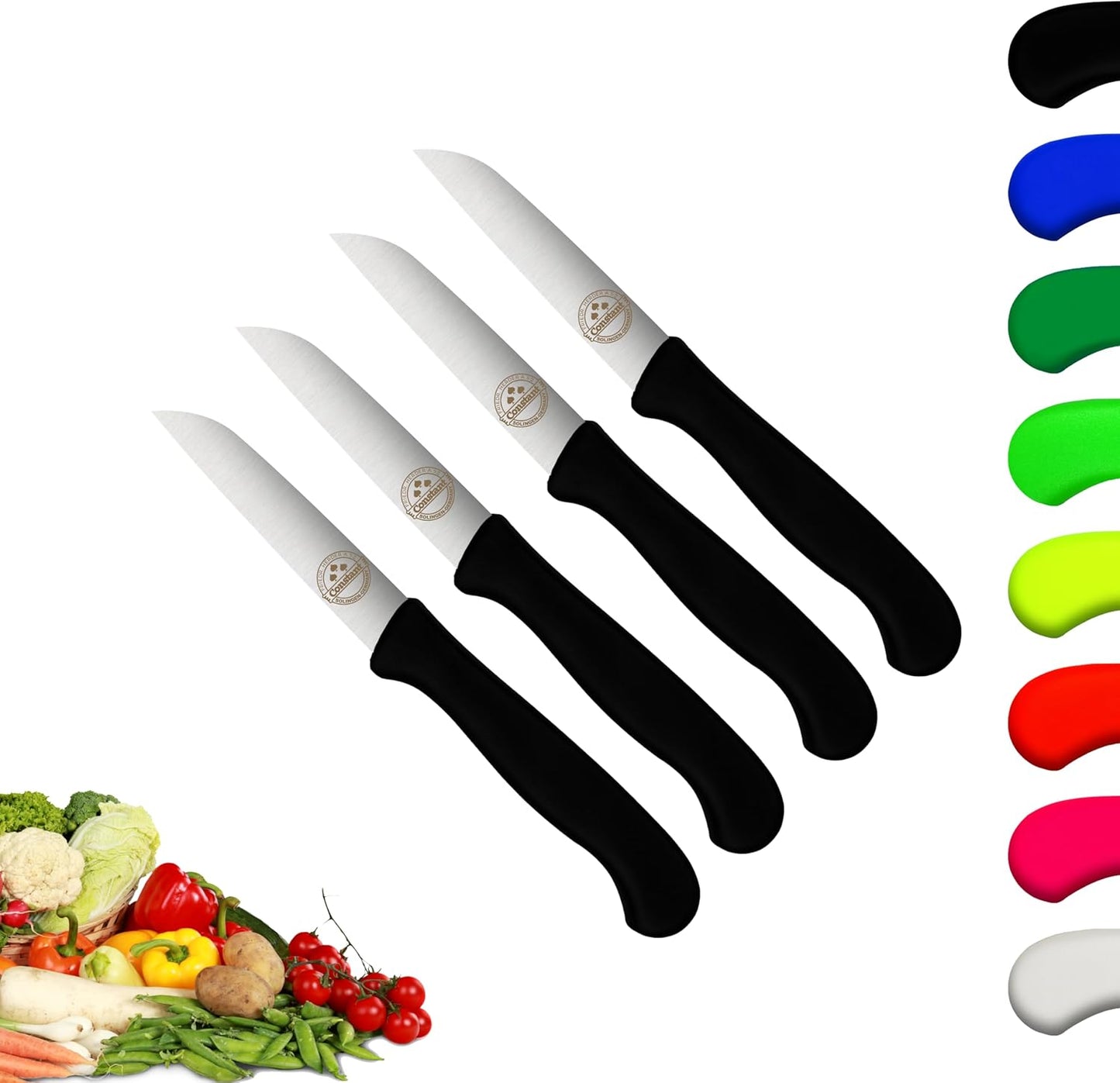 4er-Set Gemüsemesser, spülmaschinenfest, Schwarz 4x Gemüsemesser