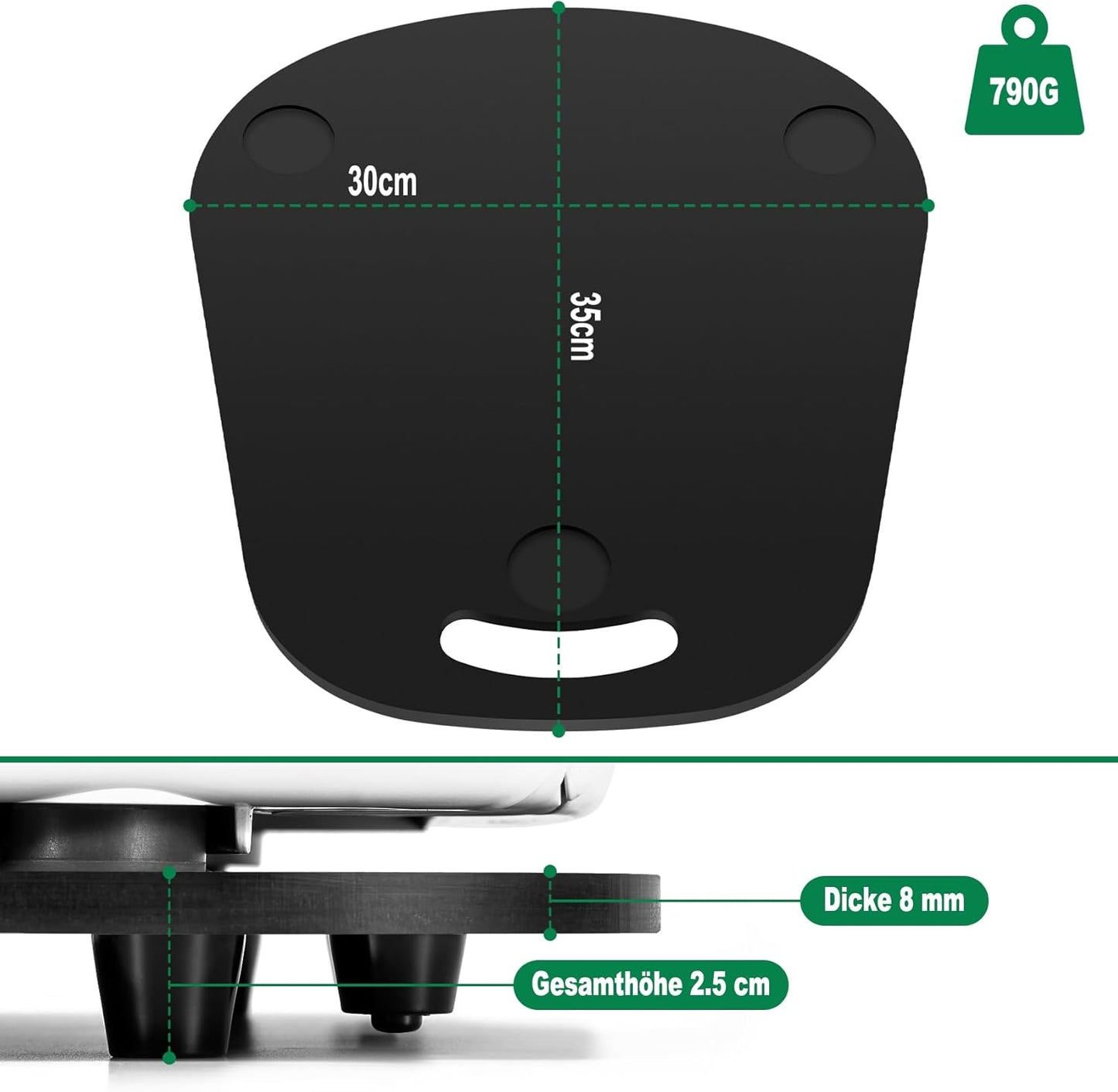 Gleitbrett für Thermomix TM6/TM5, Glänzend Schwarz - Acryl
