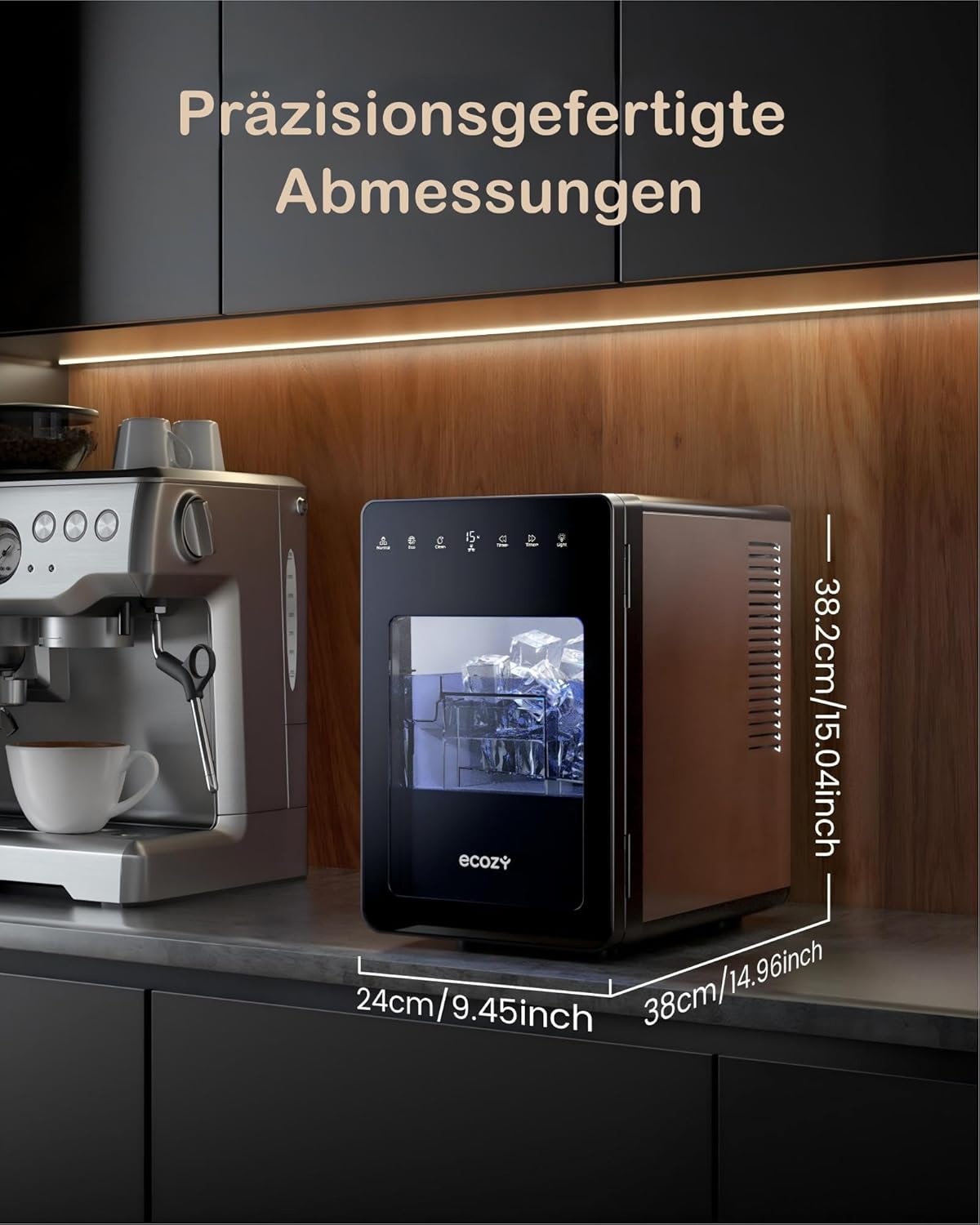 Eiswürfelmaschine mit CrystalFlux Technologie, Mattschwarz
