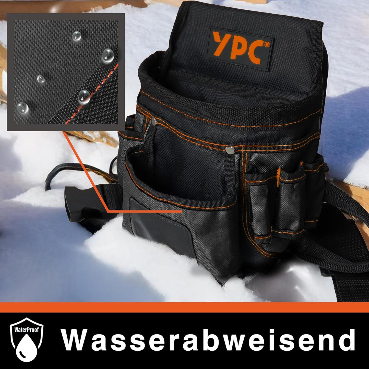 Presto Werkzeug-Gürteltasche mit 12 Taschen, Schwarz-orange