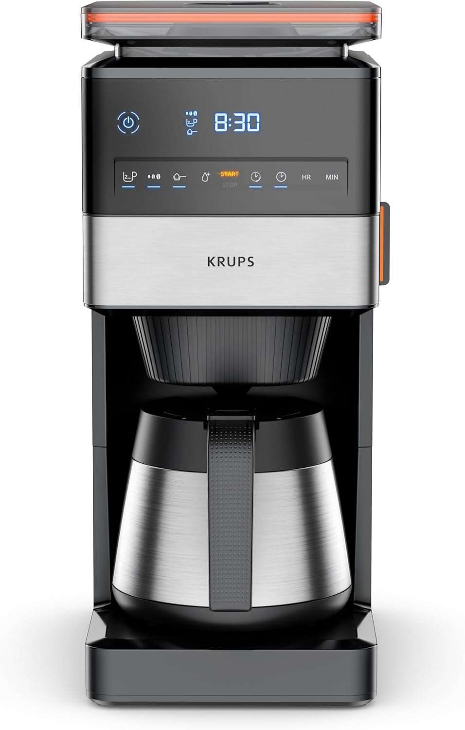 Grind Aroma Filterkaffeemaschine mit Kegelmahlwerk, 1,25 L Edelstahl