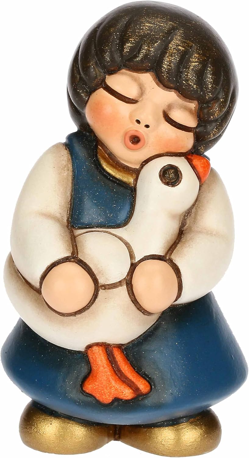 Krippenfigur Mädchen mit Gans