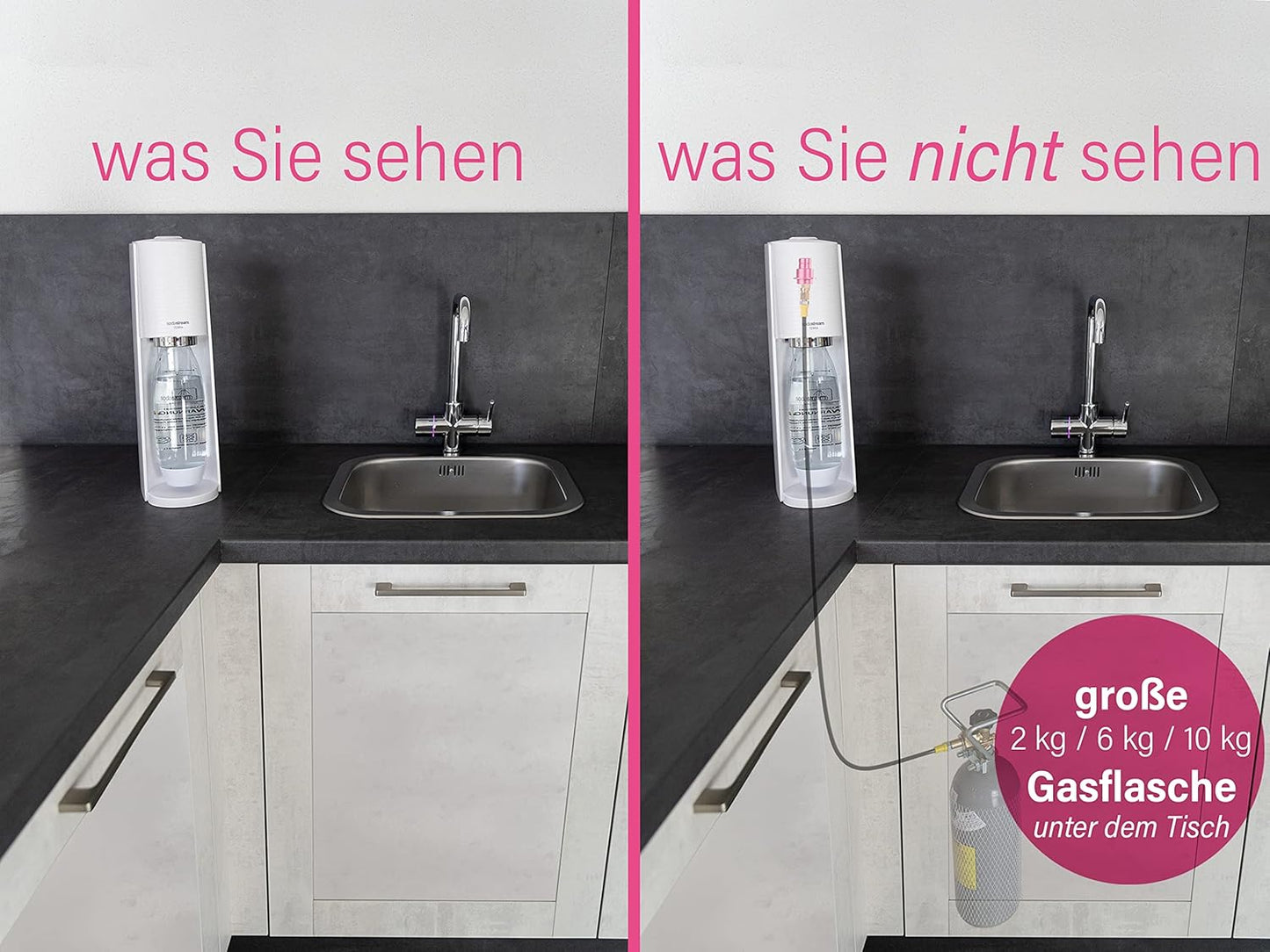 CO2 Adapter-Schlauch für Wassersprudler (1,5m), Schwarz