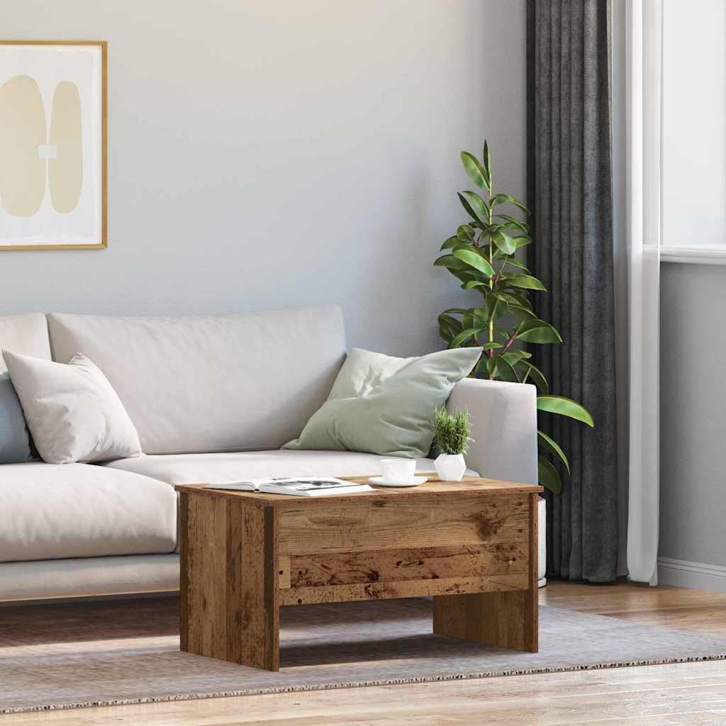 Rechteckiger Couchtisch mit Stauraum, Altholz 80 x 50.5 x 42.5 cm