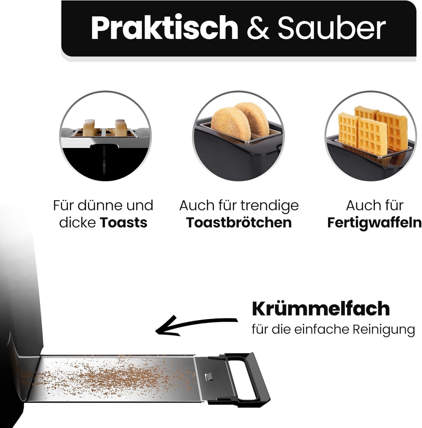 TA 6065 CB Toaster mit Brötchenaufsatz, Schwarz